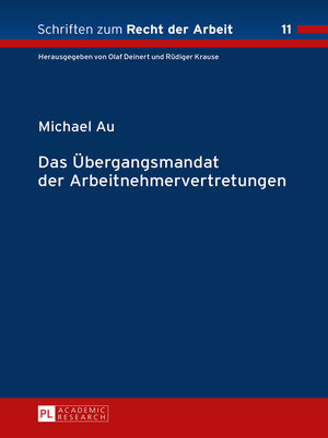 cover image of Das Übergangsmandat der Arbeitnehmervertretungen